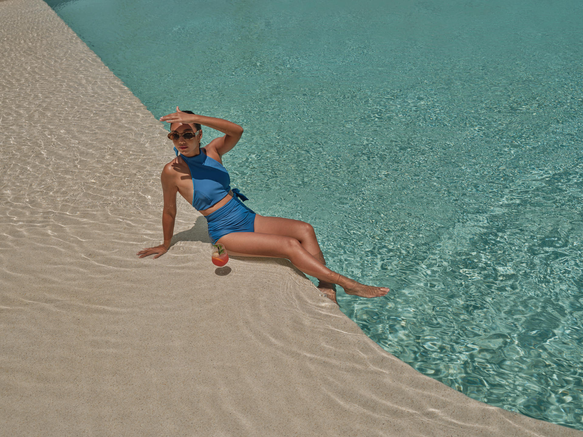 Relaxing by the pool